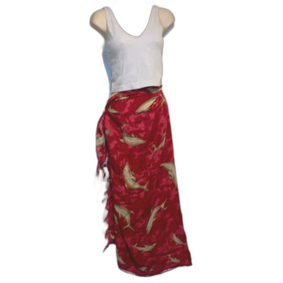 DOLPHINS Tie Dye Sarong Wrap Cover Up Knotted Fringe Womens  24 x 62  inches - Picture 2 of 7
